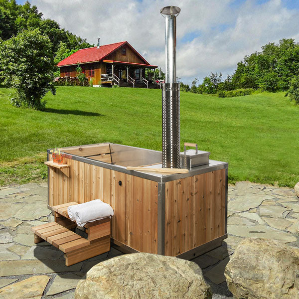 SAUNAONES® Outdoor Red Cedar Wooden Hot Tub – Saunaones
