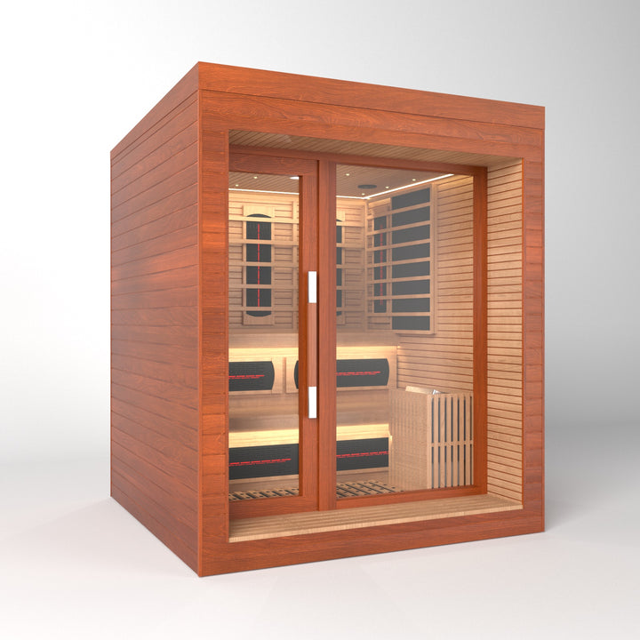 SAUNAONES® LENGTH 180CM DUAL-SYSTEM LUNA OUTDOOR LUXURY CABIN SAUNA