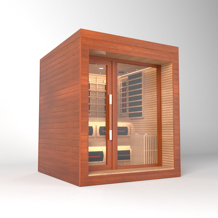 SAUNAONES® LENGTH 180CM DUAL-SYSTEM LUNA OUTDOOR LUXURY CABIN SAUNA