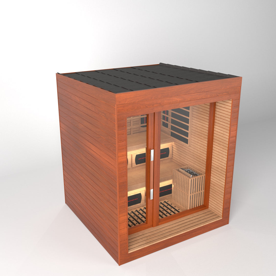SAUNAONES® LENGTH 180CM DUAL-SYSTEM LUNA OUTDOOR LUXURY CABIN SAUNA