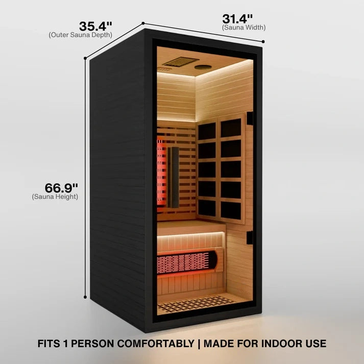 SAUNAONES® 1-Person Full-Spectrum Quartz Infrared Sauna