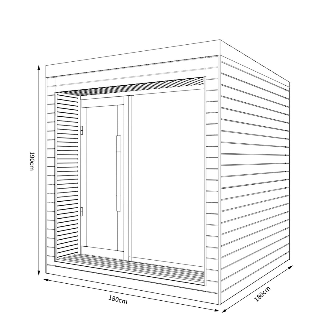 SAUNAONES® LENGTH 180CM DUAL-SYSTEM LUNA OUTDOOR LUXURY CABIN SAUNA