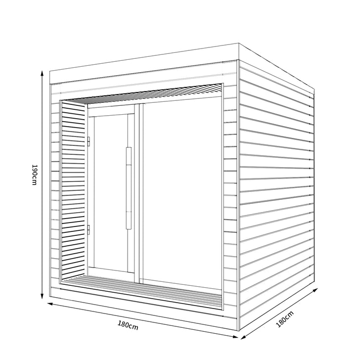 SAUNAONES® LENGTH 180CM DUAL-SYSTEM LUNA OUTDOOR LUXURY CABIN SAUNA
